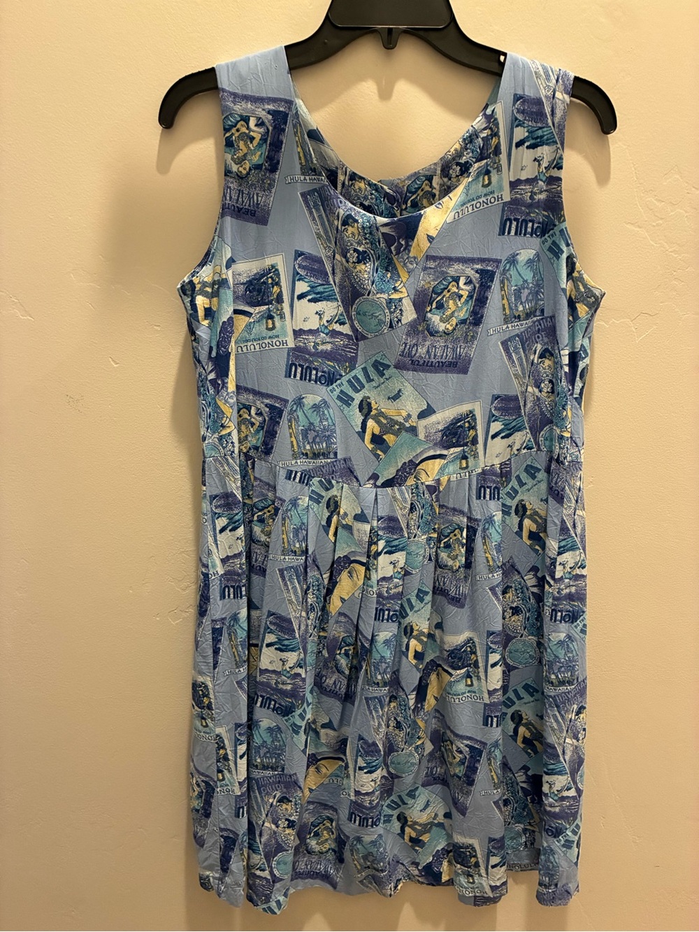 Light Blue Sleeveless Printed Sundress